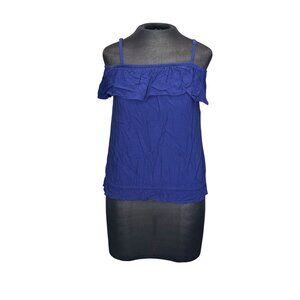 Epic Threads Womens Ruffled Off-Shoulder Blue Top XL